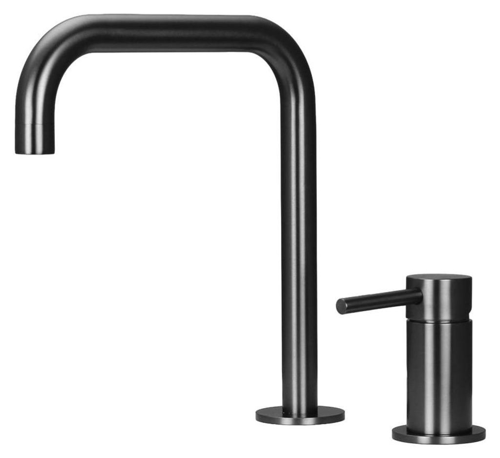 Pure.Sink Luxion 2-Loch-Küchenarmatur in Gun Metal mit U-förmigem Auslauf PLX2HU-61