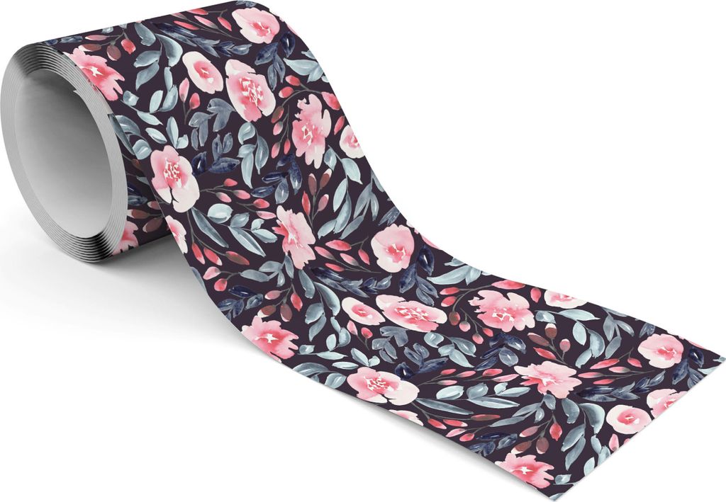 Muralo Selbstklebende Bordüre Tapetenbordüre BLUMEN Blätter Pflanzen Natur Aquarell