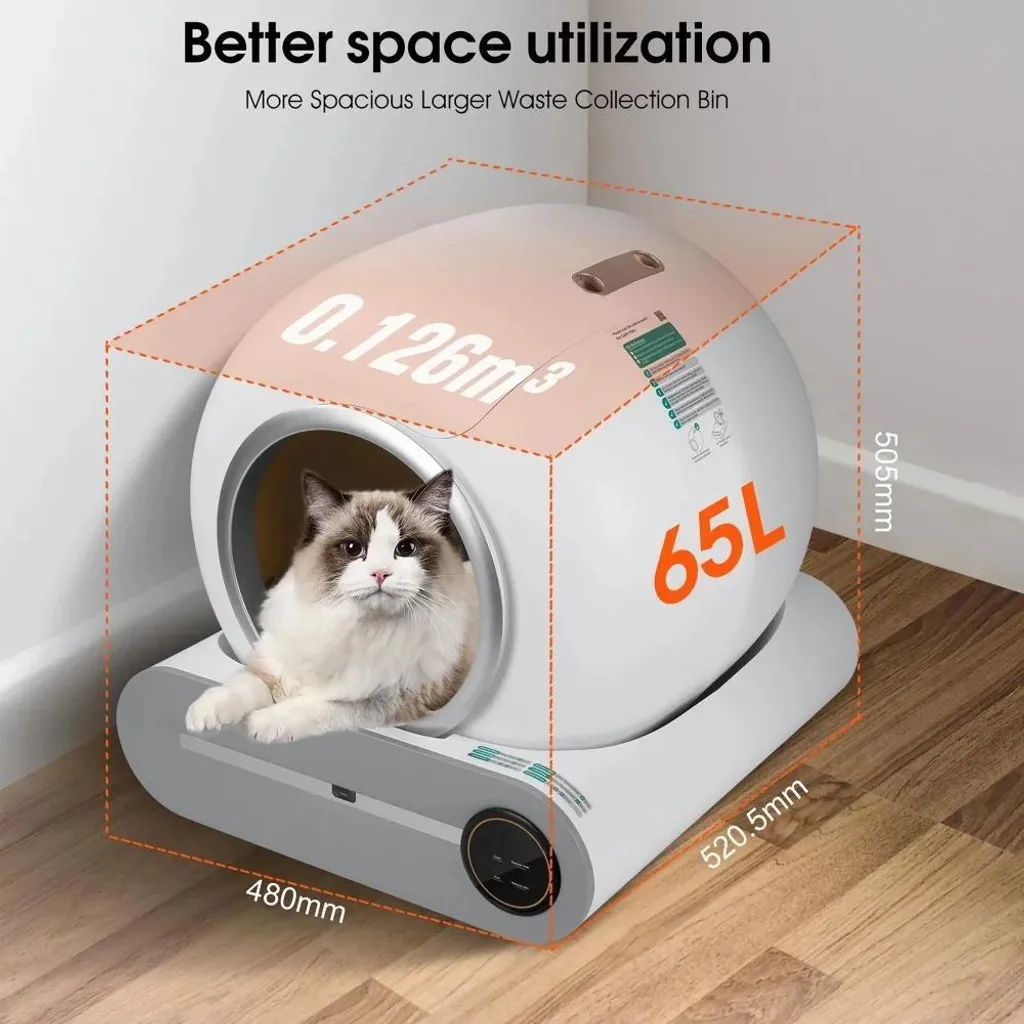 Litière automatique 65L programmable via App et tapis de propreté