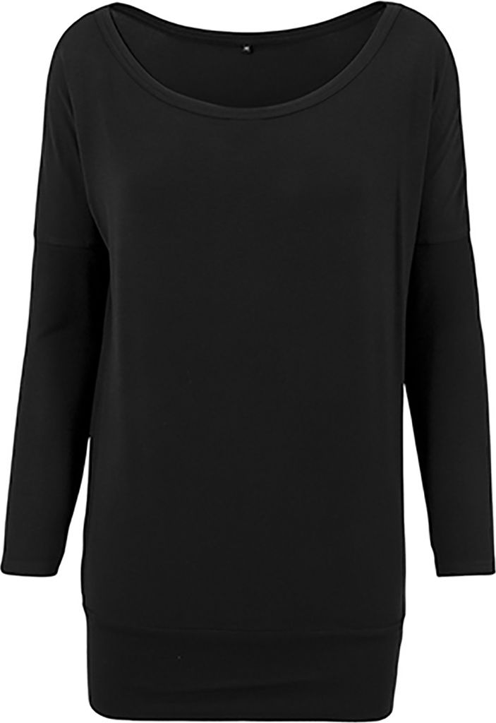 Build Your Brand Langarmshirt Damen Ladies Viskose Longsleeve schwarz XS