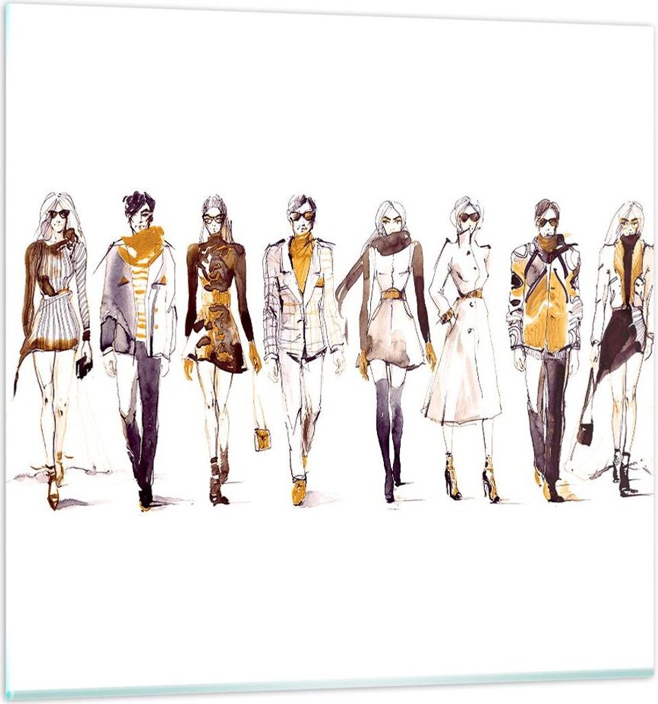 Bilder auf glas - eleganc e Farbe weiblich Mannequins - 70x70cm - Glasbilder - Wandbilder - Kunstdruck - Wanddekoration aus Glas - Glas Bilder - Wa...