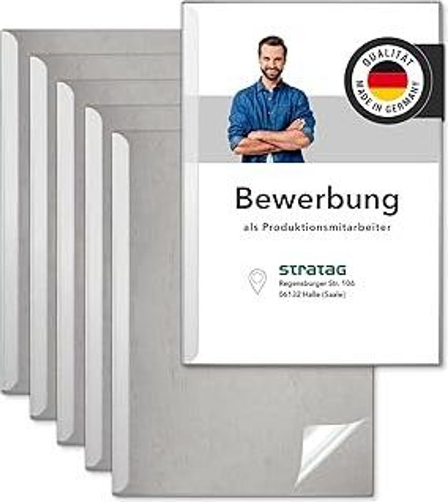 STRATAG Klemmschienen-Bewerbungsset Start Basic (Grau, 5 Stück) mit transparentem Deckel aus PP Kunststoff sowie Binderücken aus robustem 290 g/m...