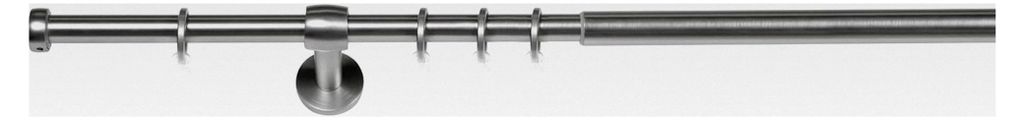 Ausziehbare Gardinenstange 1-lauf, Vorhangstange für Wand- und Deckenmontage, Endstück Cap Komplettgarnitur Teleskopstange 16/19 mm mit Ringen in...