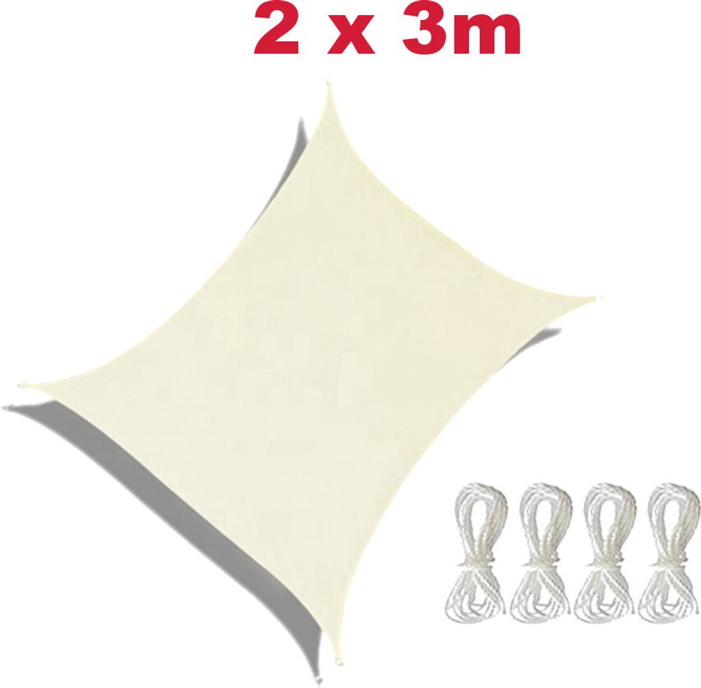 Trade-Shop Sonnensegel / Sonnenschutz / Schattensegel / Sonnendach PES 2x3m rechteckig robust reißfest mit UV-Schutz für Garten Pool Terrasse Balkon