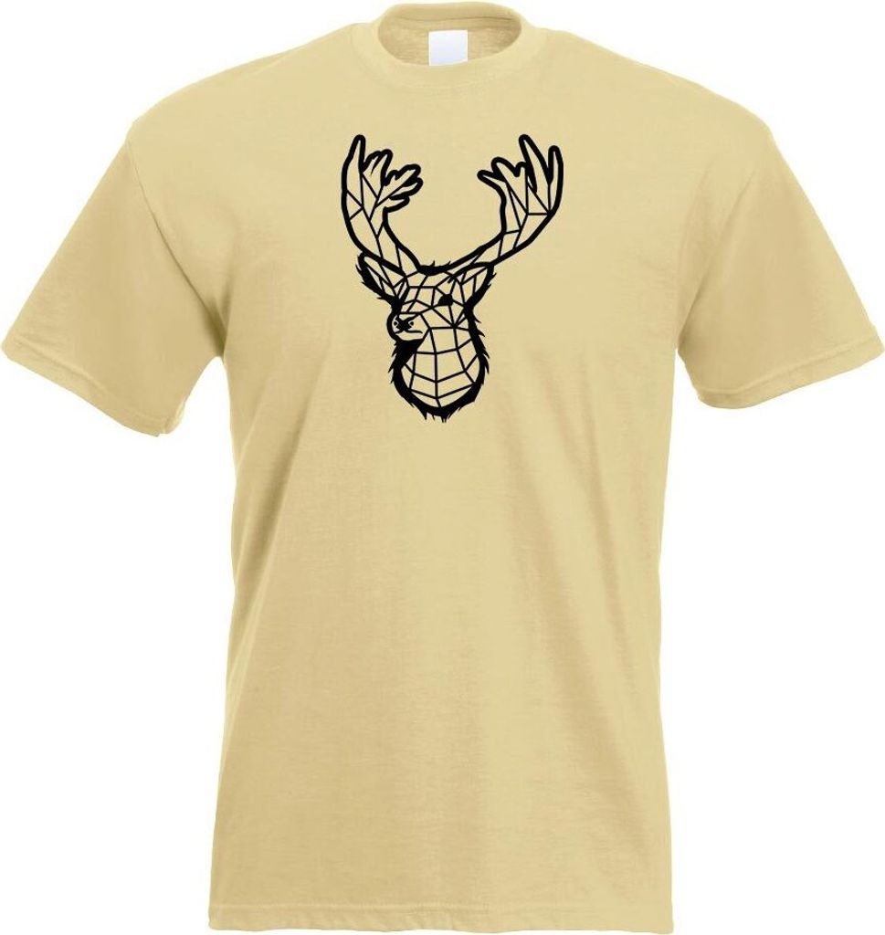 Kiwistar - T-Shirt - Khaki - Polygon Hirsch REH Figur Tier Art Herren Funshirt Bedruckt Design Sprüche Spruch Motive - mit Motiv Bedruckt - Funshi...