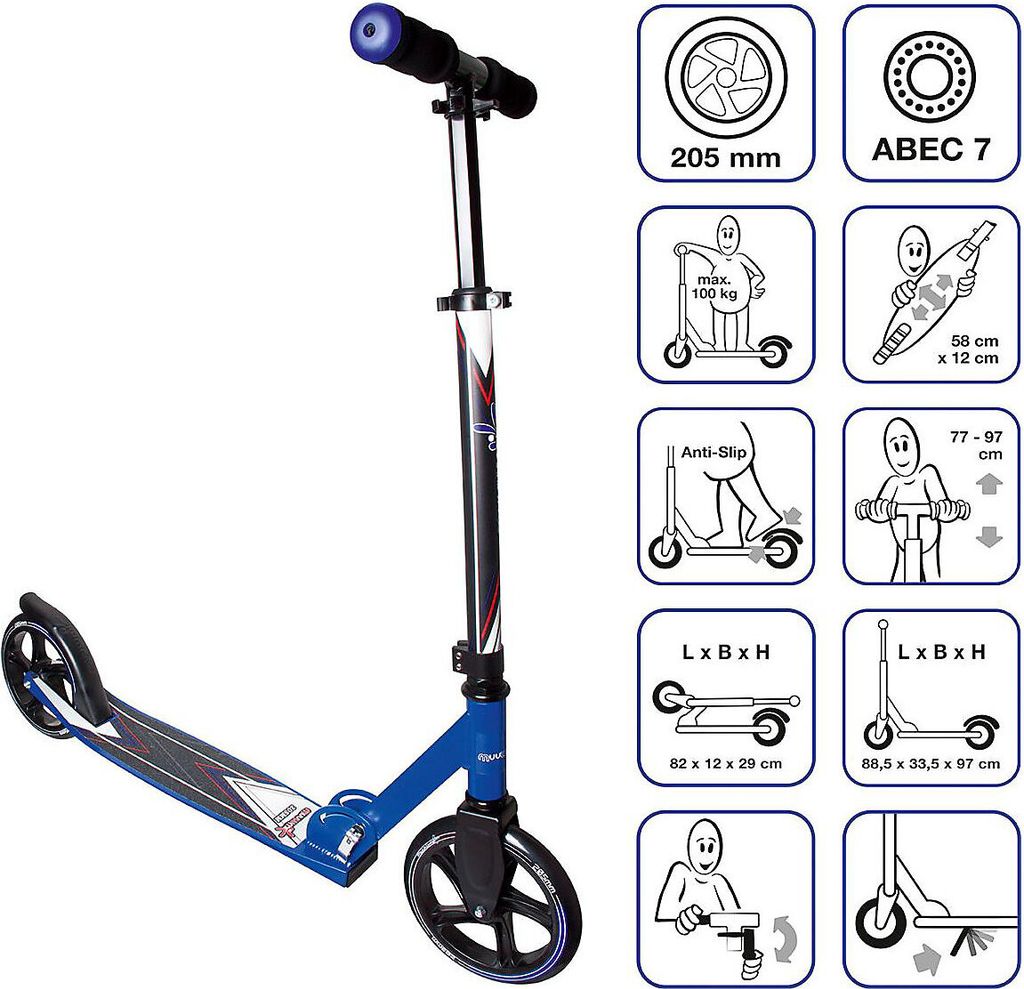 Scooter Muuwmi STB Aluminium 8" 462 schwarz/blau 205mm Produktbild 6