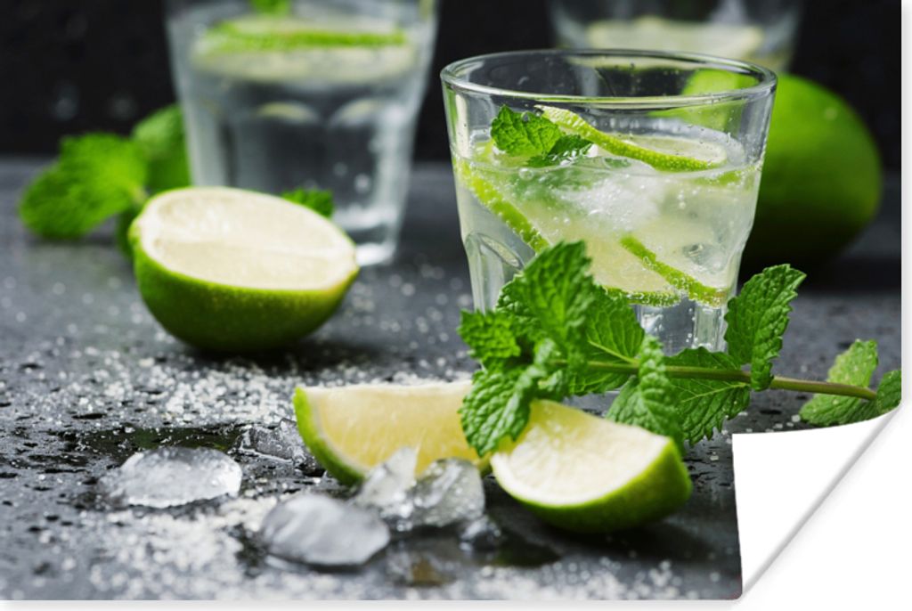 MuchoWow Poster Getränk - Weinglas - Obst 30x20 cm - Plakate - Print