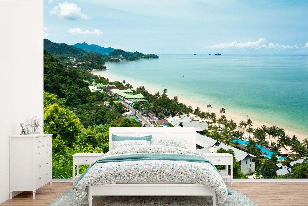 MuchoWow Fototapete für Wohnzimmer oder Schlafzimmer Wandtapete Vinyl Motivtapete Die ausgedehnte Ostküste von Ko Chang - 450x300 cm - Gemusterte