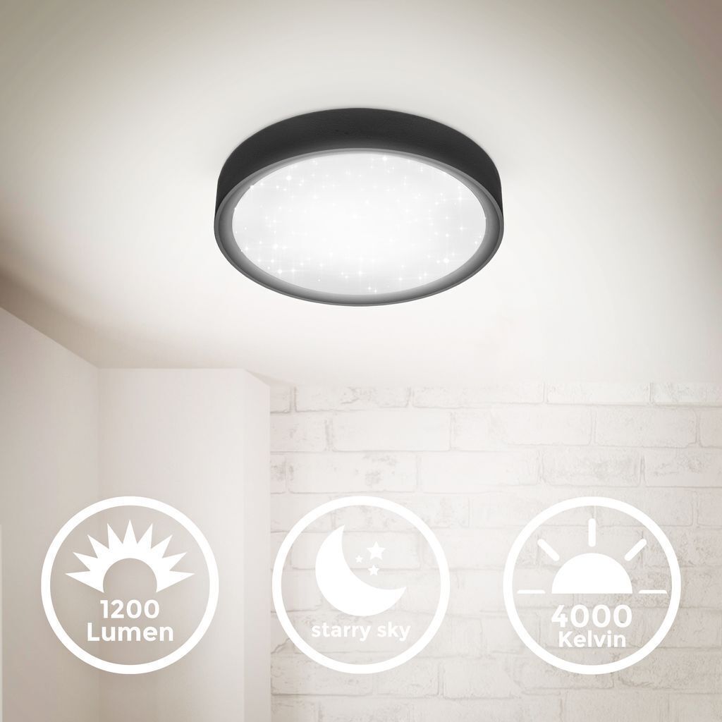 Deckenlampe Ø25 cm - 12W, 1200lm, LED, Sternenhimmel, Produktbild 