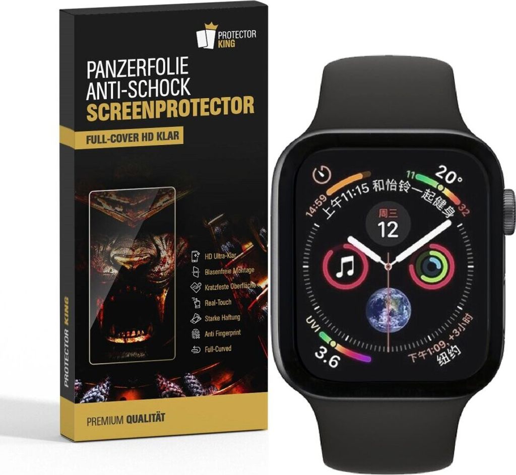 6x Panzerfolie für Apple Watch Apple Watch 4/ 5/ 6 44mm FULL CURVED Displayschutz Schutzfolie HD KLAR ANTI-SHOCK/ ANTI-KRATZ/ ANTI-BRUCH/ ANTI-SCH...