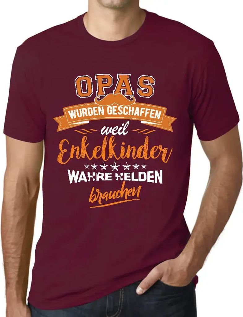 Herren Grafik T-Shirt Enkelkinder Wahre Helden Brauchen Legende Opas Öko-Verantwortlich Vintage Jahrgang Kurzarm Lustige Druck Geburtstag Geschenk
