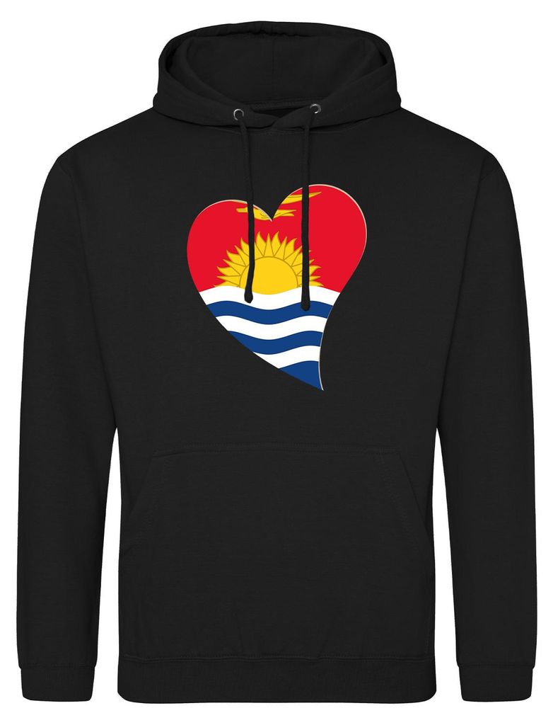 Huuraa Uni Hoodie Kiribati Flagge Herz XL Deep Black Vegan Sweatshirt Geschenkidee