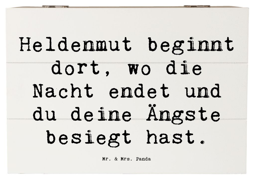 Mr. & Mrs. Panda Holzbox Spruch Ängste vor Monstern besiegen 22 x 15 cm - Weiß - Geschenk, positive Energie, Holztruhe, Nacht endet, fotokiste, S...