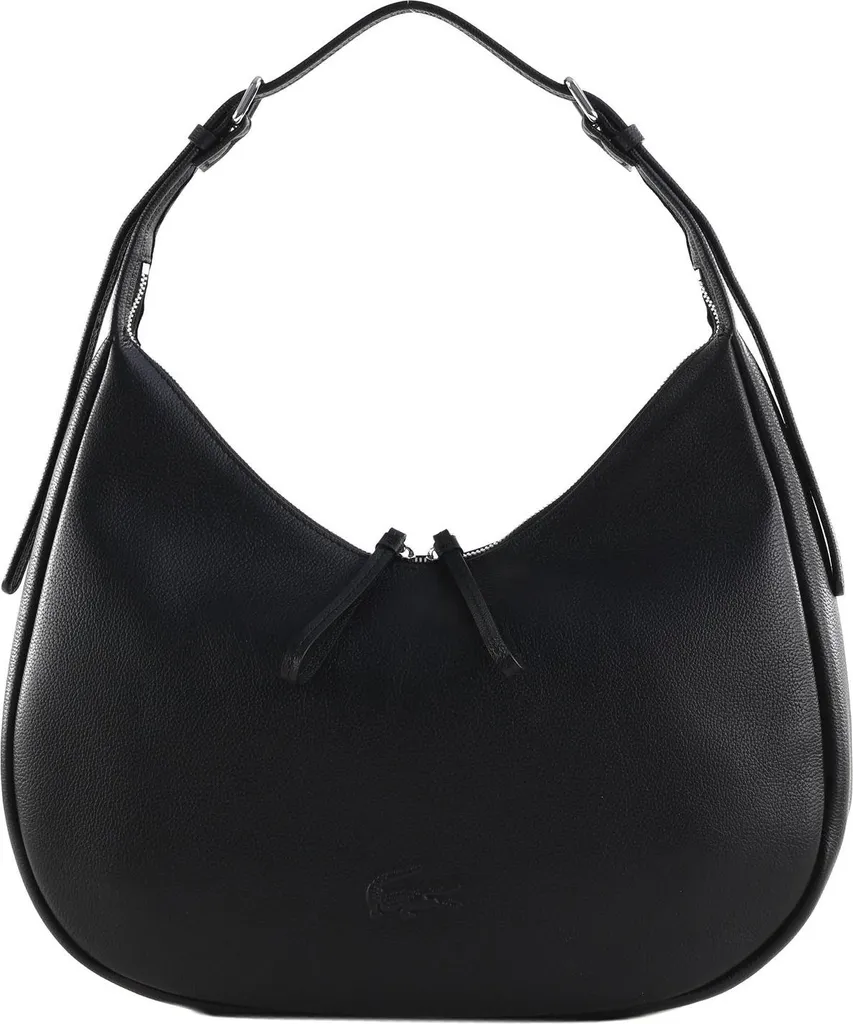 Sac à Épaule Hobo Bag Lacoste Noir en Cuir Souple au Look Chic