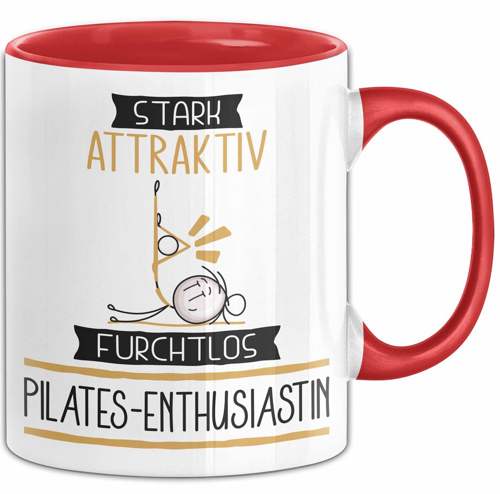Pilates-Enthusiastin Tasse Geschenk Becher Stark Attraktiv Furchtlos Pilates-Enthusiastin Lustige Geschenkidee (Rot)