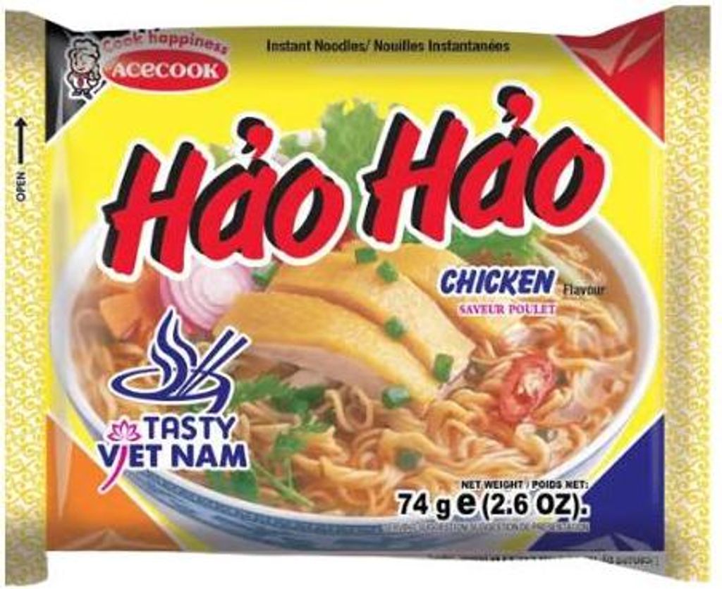 ACECOOK Hao Hao Chicken Flavour Instant Nudeln 74g Produktbild 
