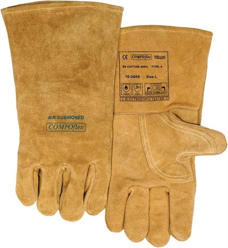 Schweißerhandschuhe Bucktan Gr.XL (9,5) gelb Rindspaltleder 5 PA