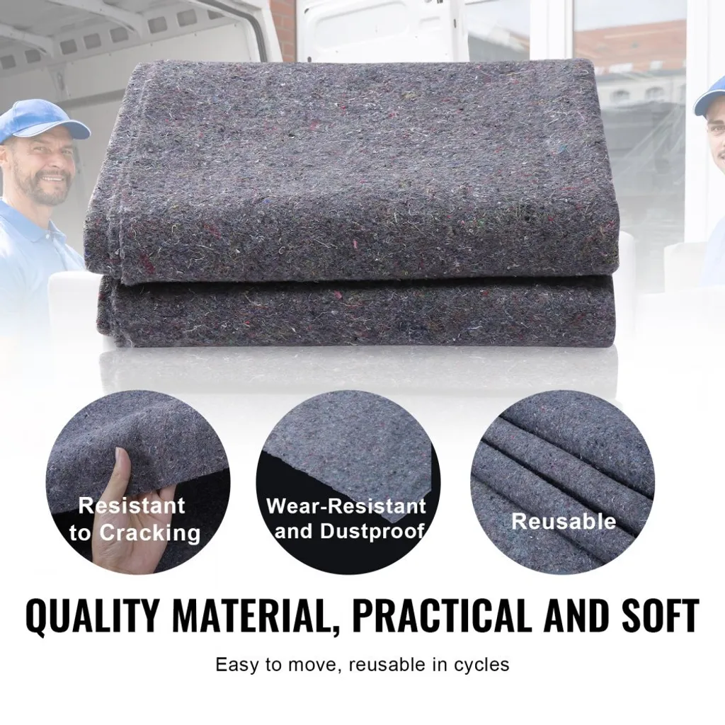 12x - Coperte per traslochi 1829x1372mm - Coperte per mobili in cotone riciclato - Coperte per stoccaggio - Coperte per traslochi - Coperte per trasporto - Coperte per imballaggio mobili - Coperte per imballaggio - Protezione per mobili - 4