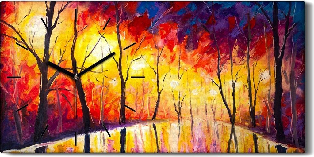 Dekor Leinwand Uhr Wandbilder Quarz 60x30 Ausdrucksstarke Malerei Abend Park - schwarze Hände
