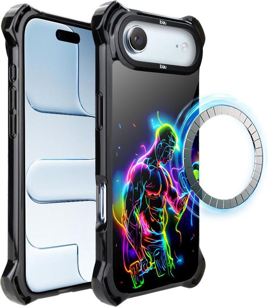 Schutzhülle für das iPhone Air, MagSafe-kompatibel, verstärkte Ecken, schwarz, Kraftsportler, für Fitnessstudio-Fans