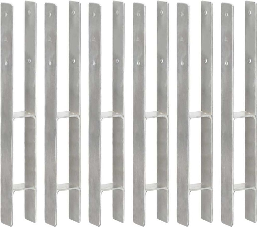 The Living Store Pfostenträger 6 Stk. Silbern 7×6×60 cm Verzinkter Stahl