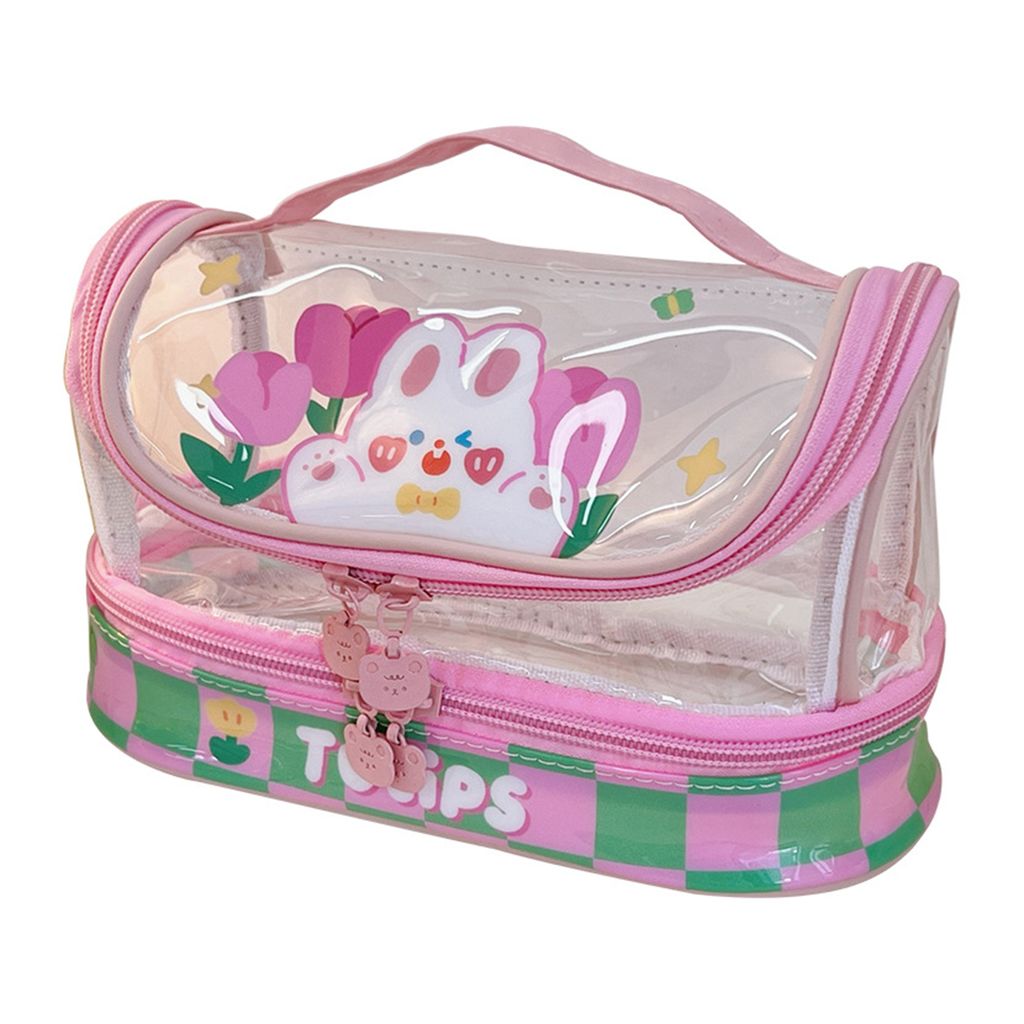 Bleistiftkoffer mit hoher Kapazität staubsicherer Briefpapier Cartoon Transparent PVC Stift für Schüler-C