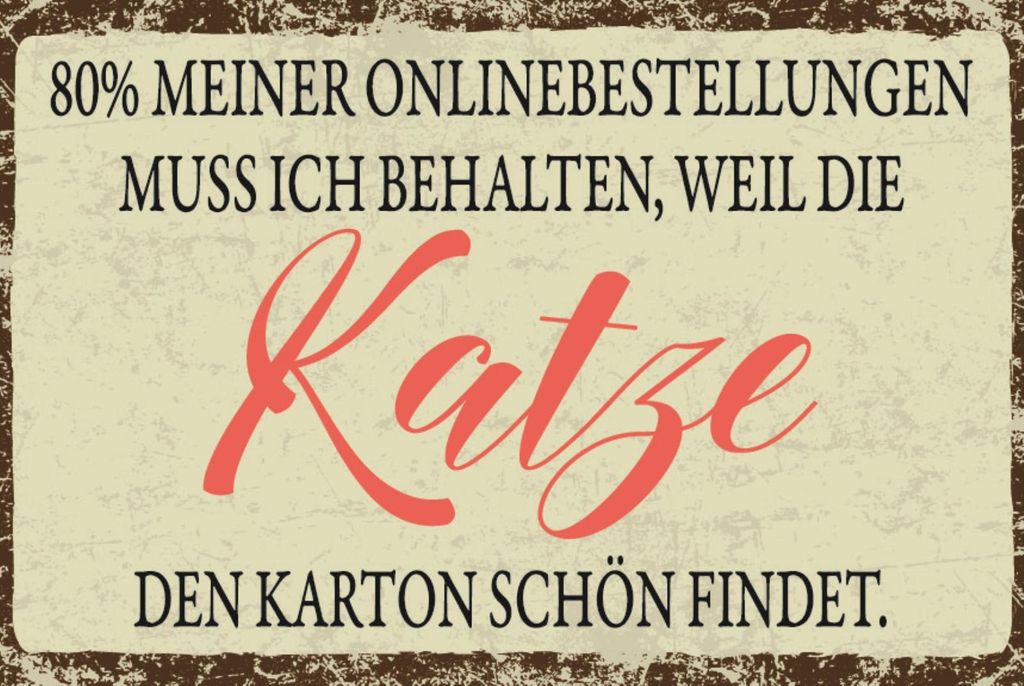 vianmo Holzschild 30x40 cm Karton behalten Katze Schild