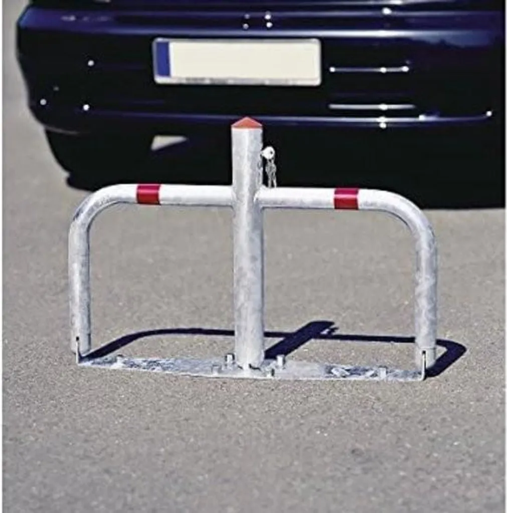 Barrière de Parking Escamotable en Métal Gris avec Pied de Fixation Large
