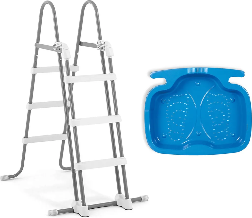 Kit Sicurezza Piscina Intex: Scaletta 91-107 cm e Lavapiedi Antiscivolo