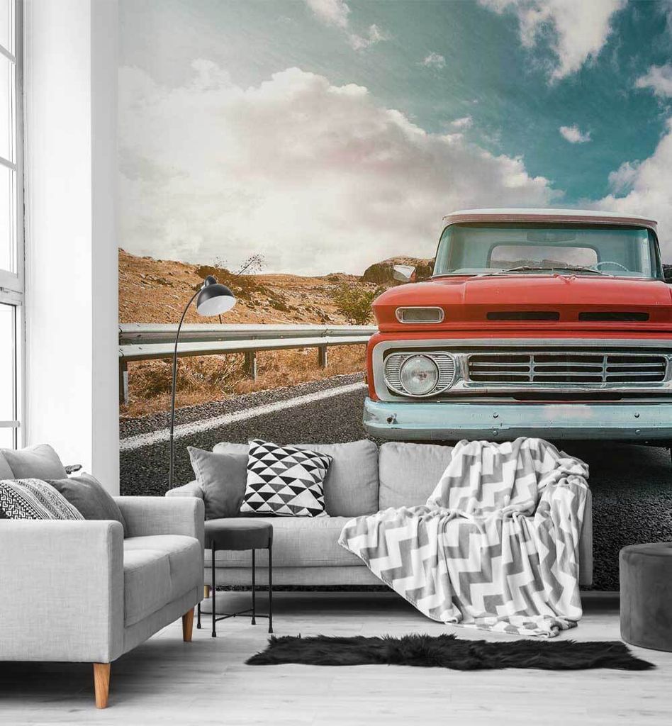 Fototapete Rotes Auto, Material:Superior Vlies 350g/qm, Größe Tapete:455 x 260cm