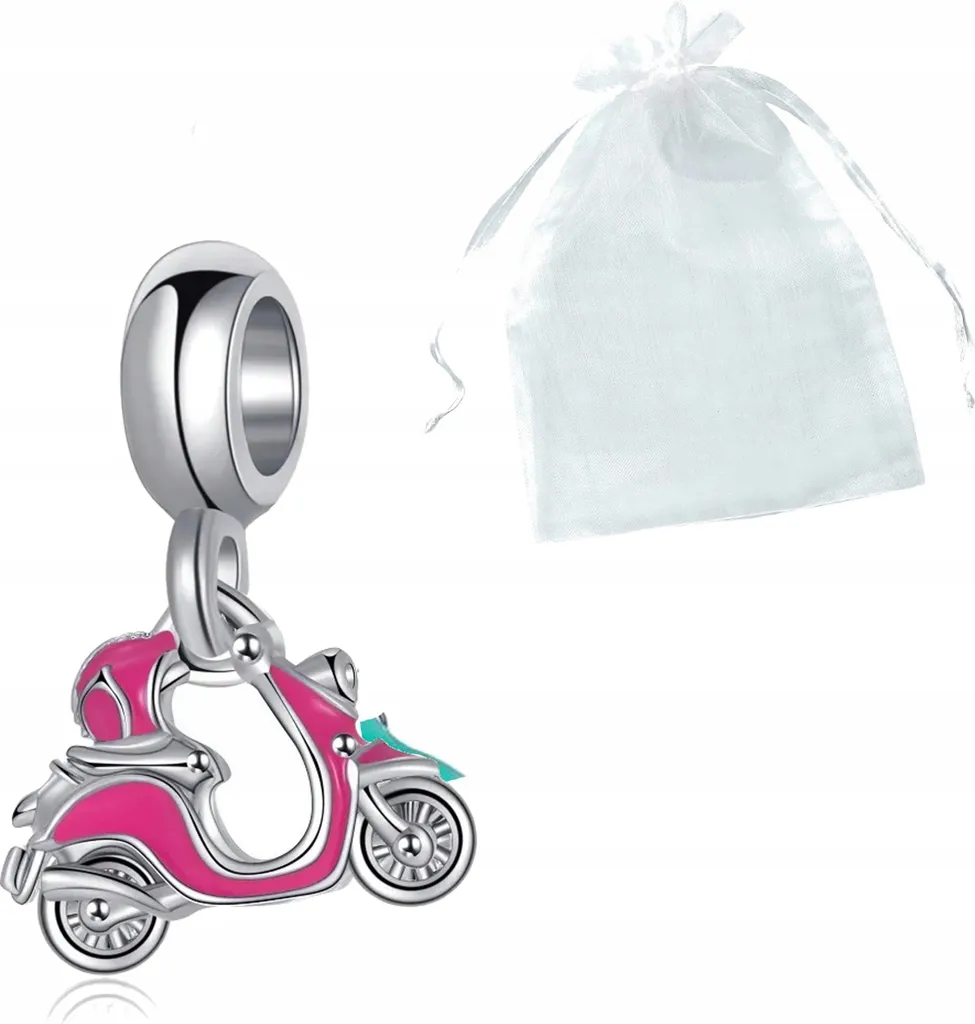 Pendentif scooter rose pour femme compatible avec les bracelets
