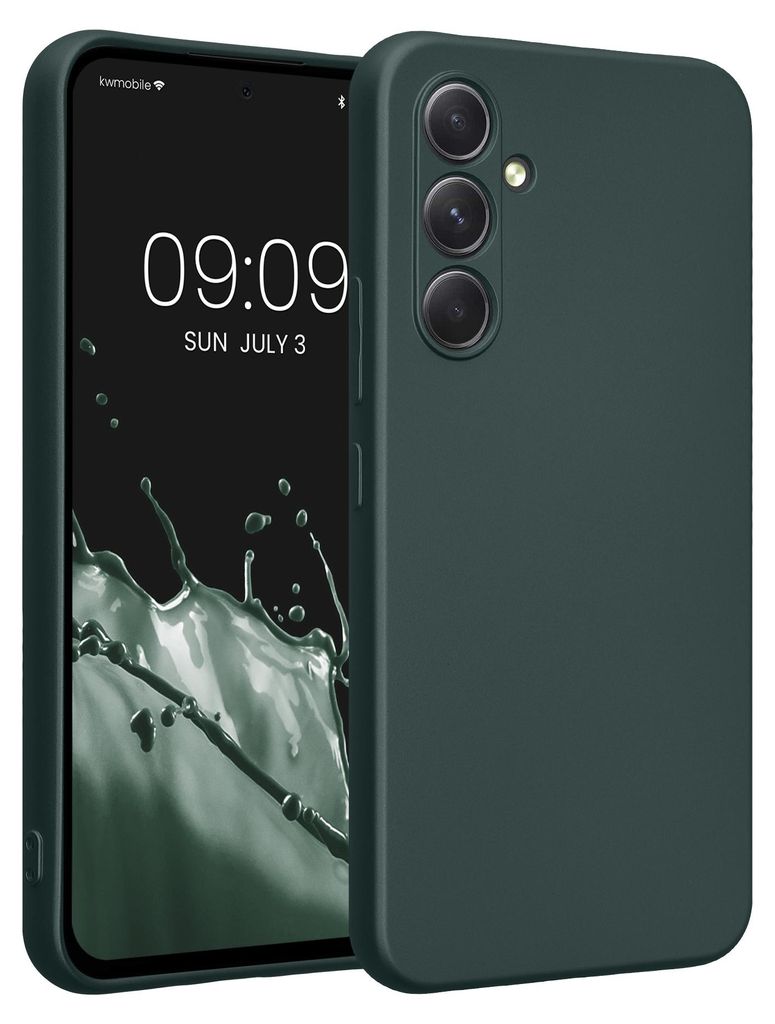 kwmobile Handyhülle für Samsung Galaxy A54 5G Hülle - weiche Silikon Case metallisch schimmernd - Schutzhülle Cover - Metallic Petrol