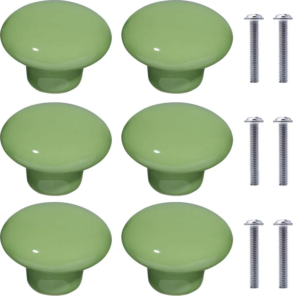 Relookez vos meubles avec ce lot de 6 boutons en céramique verte ronde