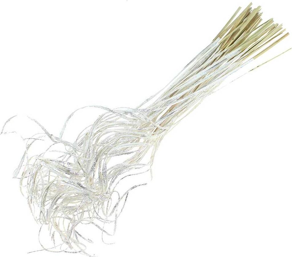 ca. 50 Stück Twisted Curly Zweige ca 65cm weiß white wash silber Glitzer gelockt wellig Palmwedel Äste