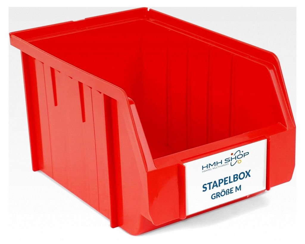 40 Stapelboxen Größe M für Werkstatt, Garage und Keller, Sichtlagerboxen 230x150x130mm, rote Lagerboxen zur Aufbewahrung von Kleinteilen