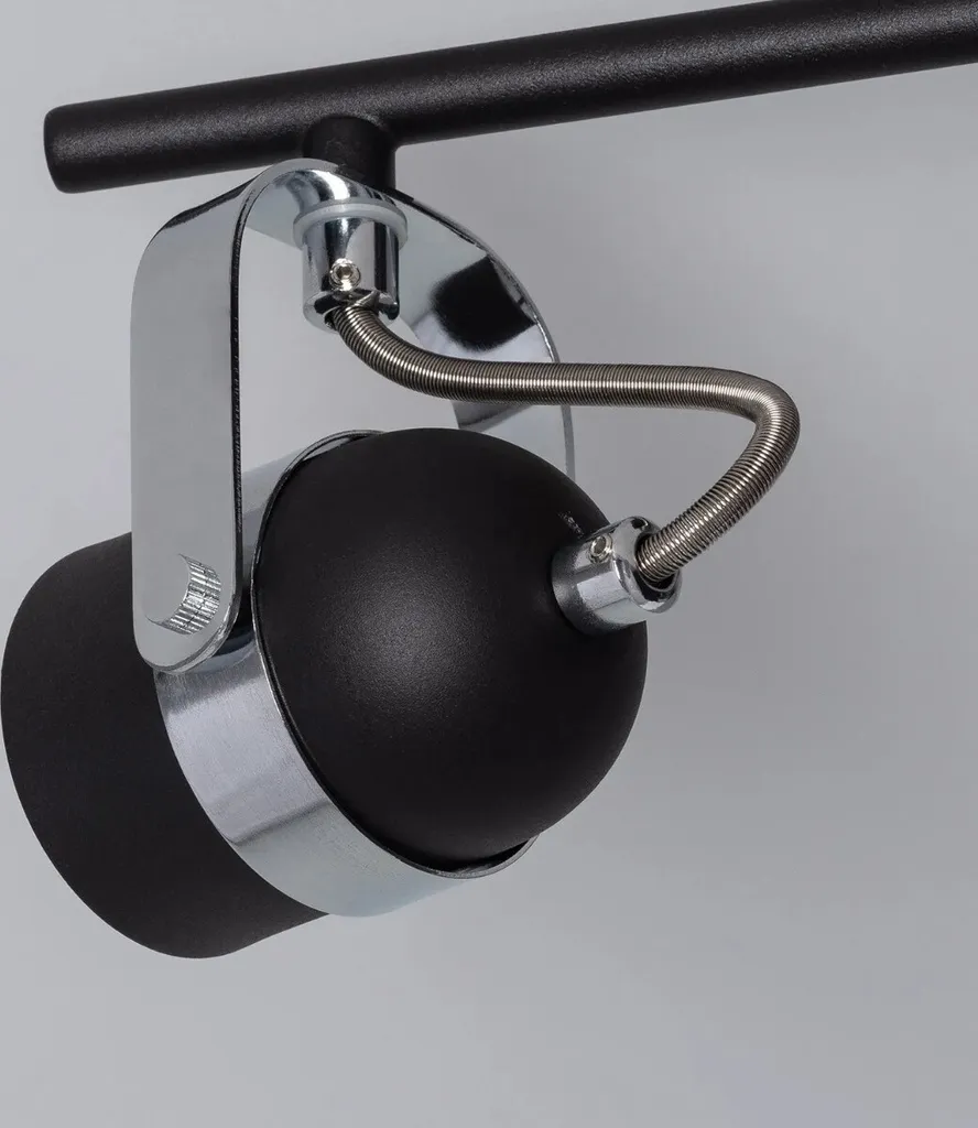 Plafonnier 3 Spots orientables, Noir et Chrome, Solution Eclairage Abruzzo