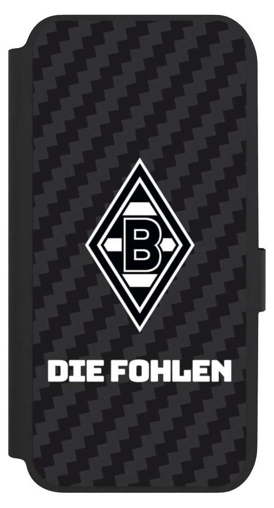 NIVOCASE Klapphülle für Samsung Galaxy A14 5G Handyhülle aus Kunst Leder NIVOflip schwarz Borussia Mönchengladbach Carbon Gladbach