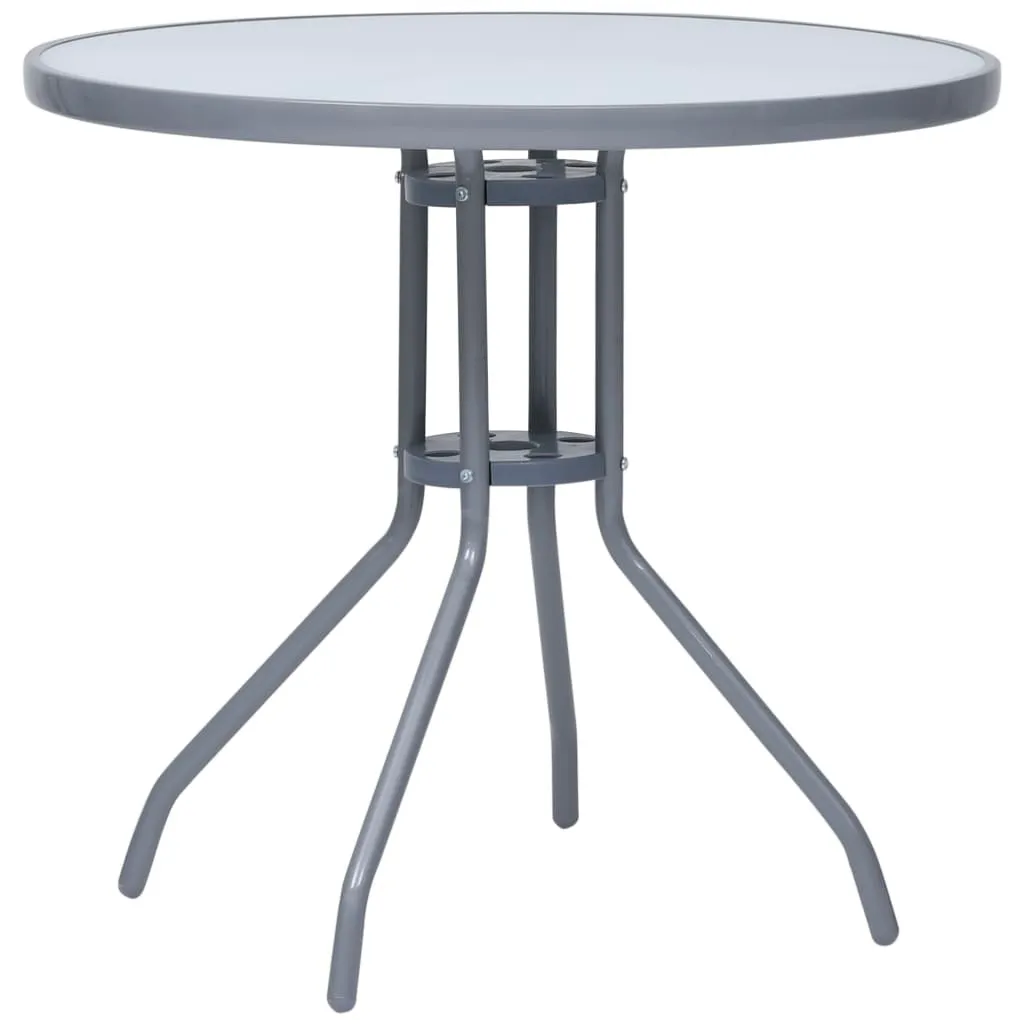 Tavolo Esterno 80cm Vetro e Acciaio Grigio: Arredo Giardino Moderno