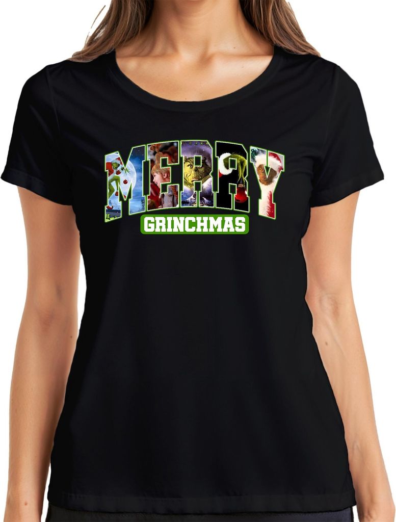 Merry Grinchmas Grinch Weihnachten lustig Geschenk Retro Damen T-Shirt, Schwarz, M