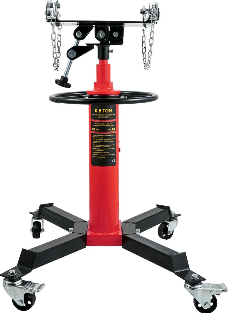 SucceBuy 3/5 Tonnen hydraulischer Getriebeheber, 1322 lbs Tragkraft, teleskopischer 2-stufiger Bodenlift mit Fußpedal und 360° Schwenkrädern fü...