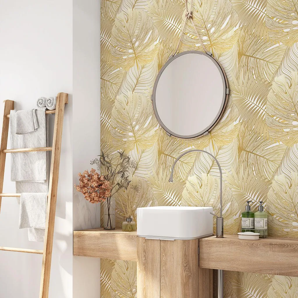 Fond de hotte autocollant décor tropical 70x70 pour cuisine et douche