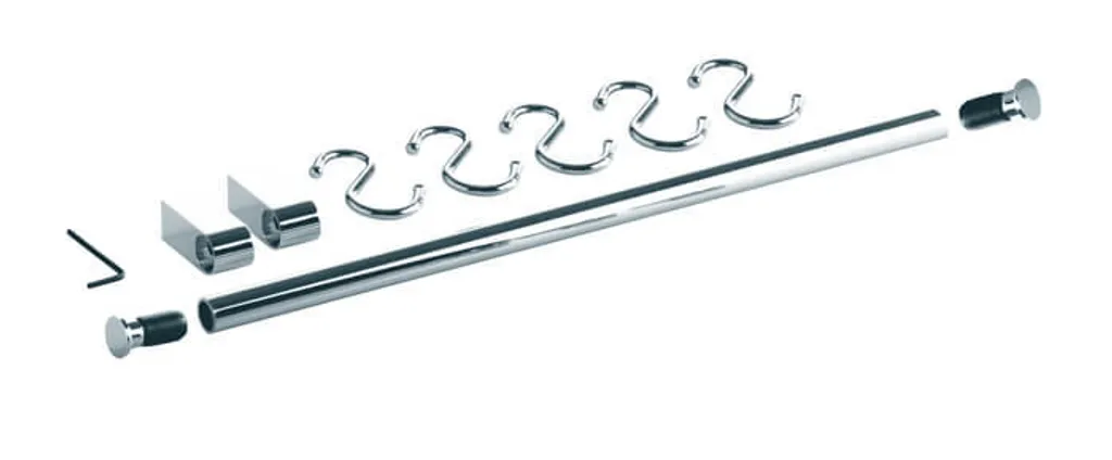 Crédence de Cuisine Linero Classic 60 cm Chrome avec Crochets Mobiles