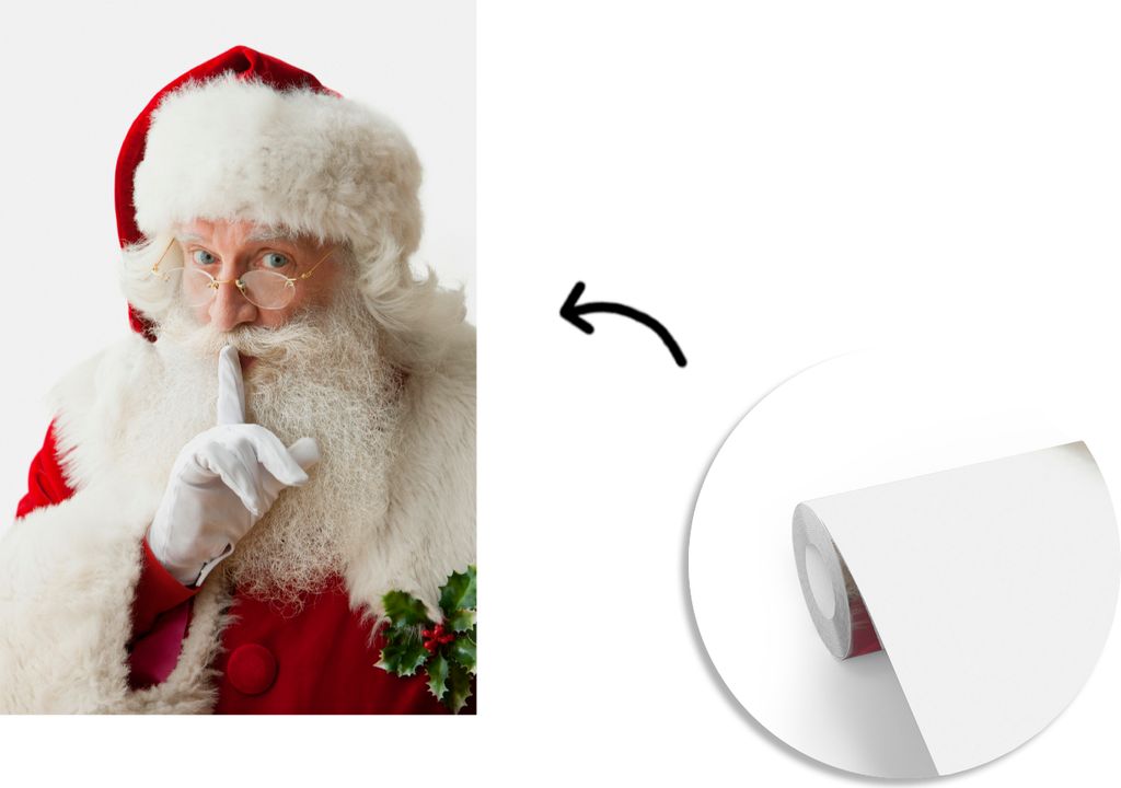 MuchoWow Fototapete für Wohnzimmer oder Schlafzimmer Wandtapete Vinyl Motivtapete Der Weihnachtsmann mit dem Finger auf dem Mund - 190x280 cm - ...