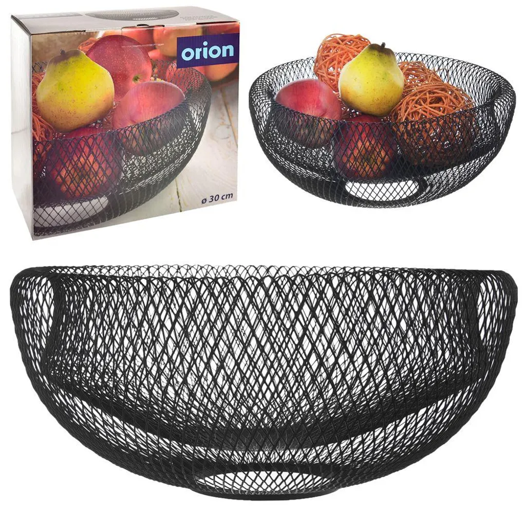 Panier à Fruits Design pour Cuisine Loft en Métal Noir Orion 30 cm