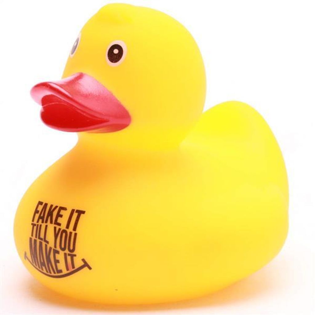 Badeente "Fake it till you make it" Vinyl 8 cm Quietscheente
