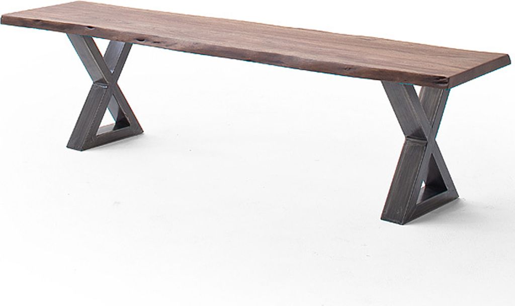 Esszimmer Sitzbank mit 160 cm Breite, Akazie massiv, walnussfarben lackiert - COSENZA-06