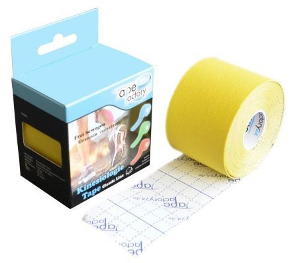 Tapefactory24 Classic Line Kinesiologie Tape 5cm x 5m gelb