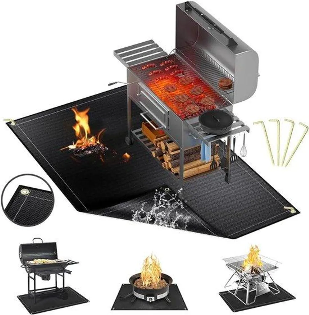 Tapis pour Barbecue et Plancha 152 x 115 cm Protection Sol Terrasse
