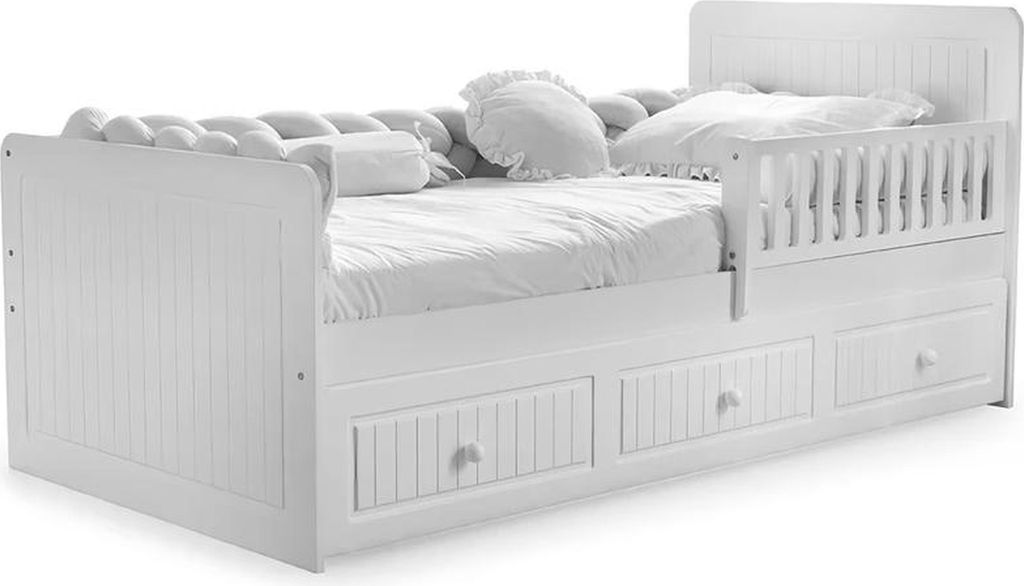 Bett Integrierter Stauraum Seitenrückenschutz Modernes Design Kinderzimmer