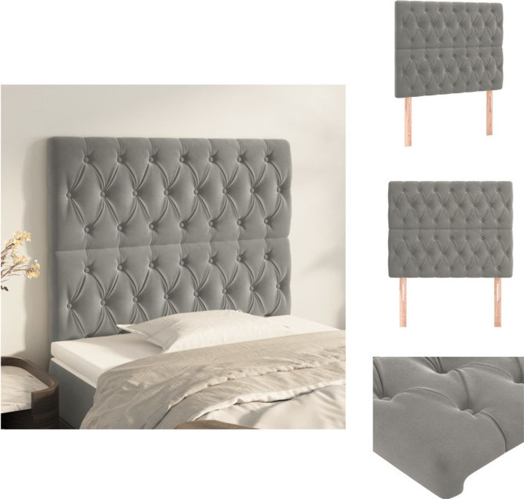 vidaXL Kopfteile 2 Stk. Hellgrau 90x7x78/88 cm Samt - Kopf- & Fußenden